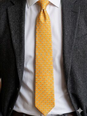 Ermenegildo Zegna Disegno Esclusivo 100% Silk Tie Orange Birds Made in Italy
X